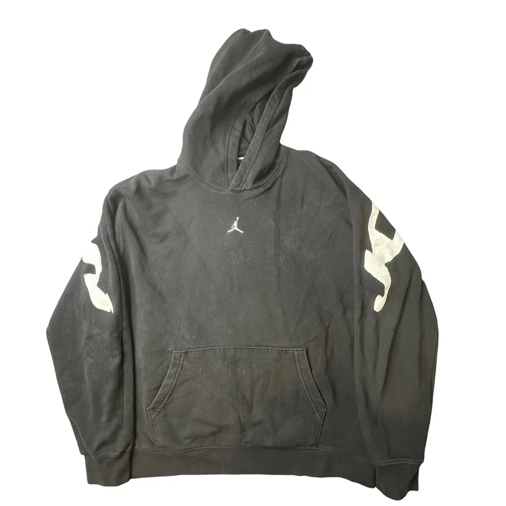 Jordan Hoodie Mens L Black Jumpman Essentials Pullover FV7223-010 Graphic Fleece